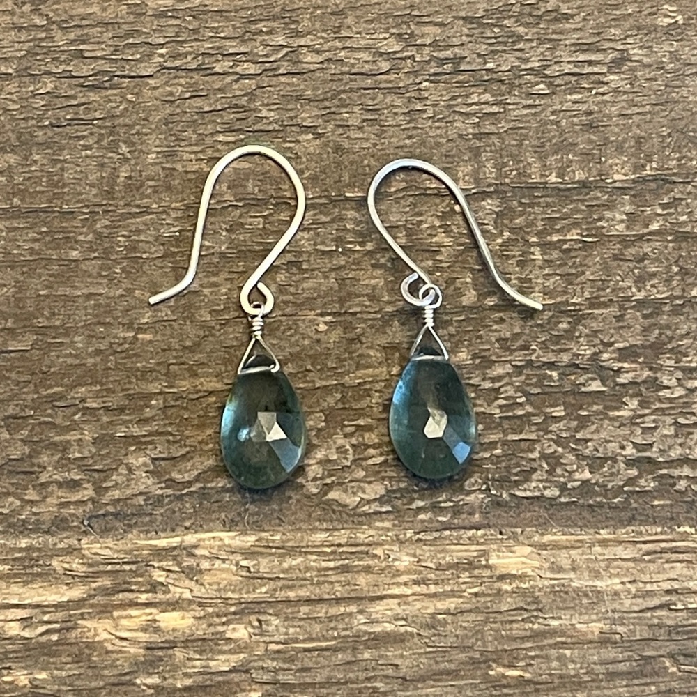 SOLD Moss Aquamarine Drop Earrings - Picture 1 of 3